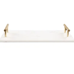 Dienbladen-Beliani DIMARI - Decoratief dienblad - Wit/Gouden - Marmer