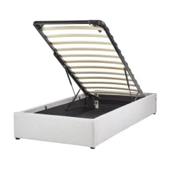 Beliani DINAN - Eenpersoonsbed - Lichtgrijs - 90 x 200 cm - Polyester