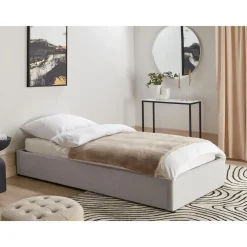 Beliani DINAN - Eenpersoonsbed - Lichtgrijs - 90 x 200 cm - Polyester