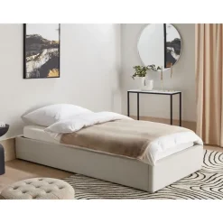 Beliani DINAN - Eenpersoonsbed - Lichtbeige - 90 x 200 cm - Polyester