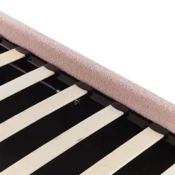 1-Persoons Bedden-Beliani DINAN - Eenpersoonsbed - Roze - 90 x 200 cm - Bouclé