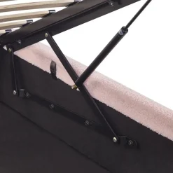 1-Persoons Bedden-Beliani DINAN - Eenpersoonsbed - Roze - 90 x 200 cm - Bouclé