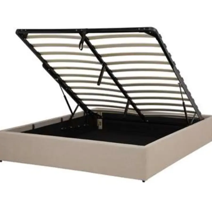 2-Persoons Bedden-Beliani DINAN - Tweepersoonsbed - Beige - 140 x 200 cm - Polyester
