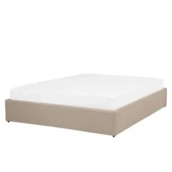 2-Persoons Bedden-Beliani DINAN - Tweepersoonsbed - Beige - 140 x 200 cm - Polyester