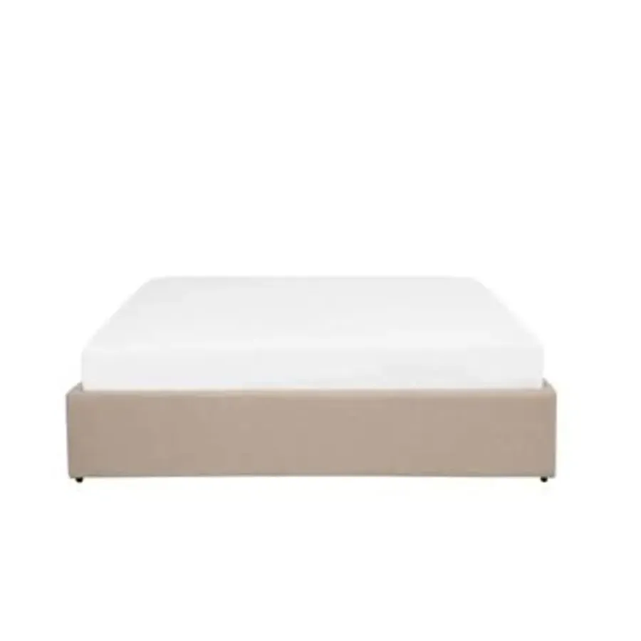 2-Persoons Bedden-Beliani DINAN - Tweepersoonsbed - Beige - 140 x 200 cm - Polyester