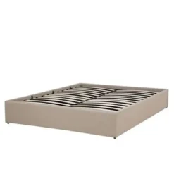 2-Persoons Bedden-Beliani DINAN - Tweepersoonsbed - Beige - 140 x 200 cm - Polyester