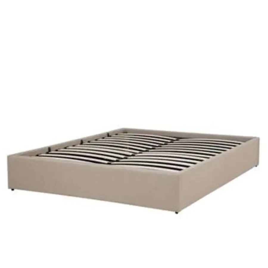 2-Persoons Bedden-Beliani DINAN - Tweepersoonsbed - Beige - 140 x 200 cm - Polyester