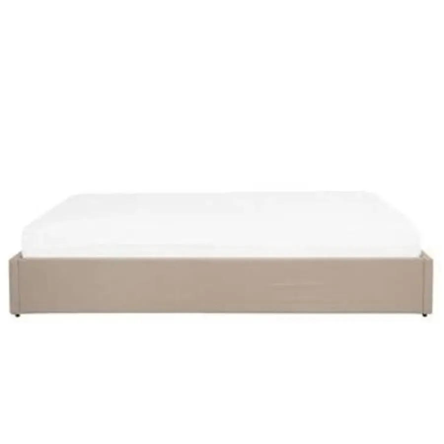 2-Persoons Bedden-Beliani DINAN - Tweepersoonsbed - Beige - 140 x 200 cm - Polyester