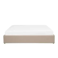 2-Persoons Bedden-Beliani DINAN - Tweepersoonsbed - Beige - 180 x 200 cm - Polyester