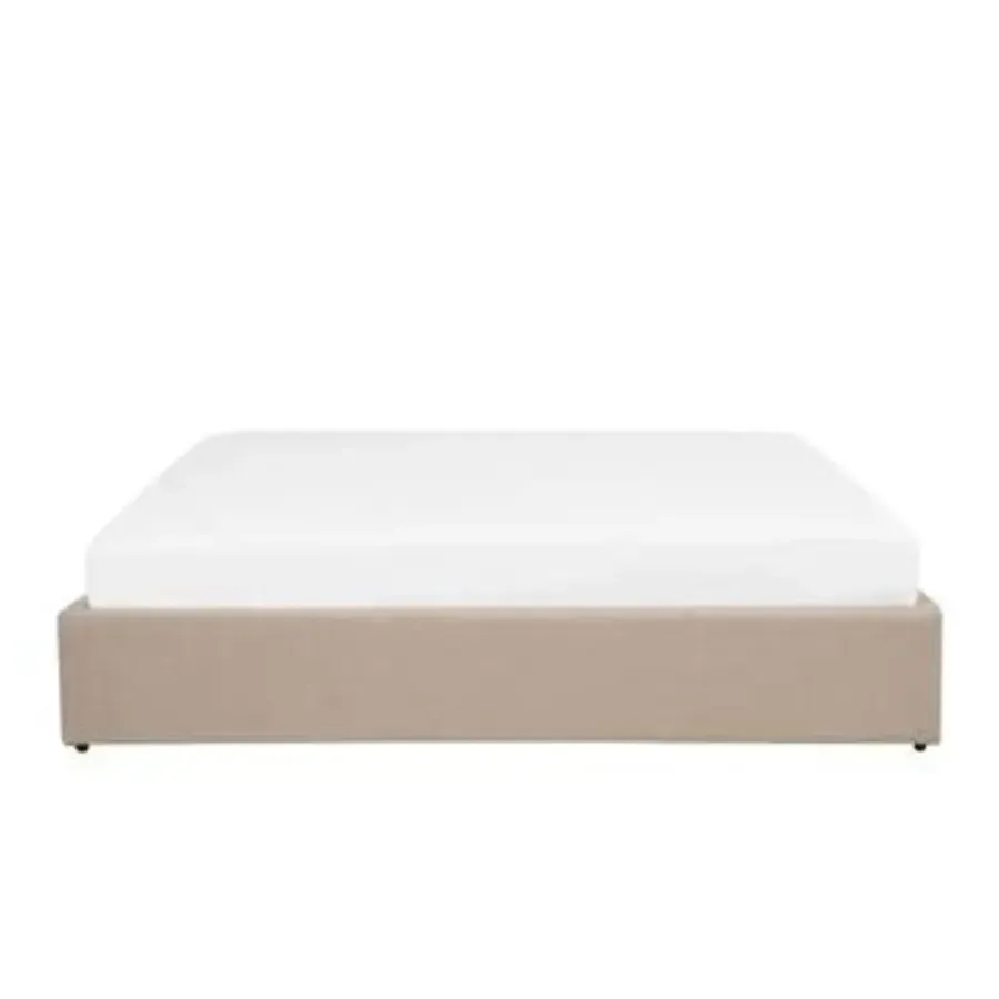 2-Persoons Bedden-Beliani DINAN - Tweepersoonsbed - Beige - 180 x 200 cm - Polyester