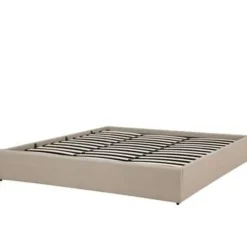 2-Persoons Bedden-Beliani DINAN - Tweepersoonsbed - Beige - 180 x 200 cm - Polyester
