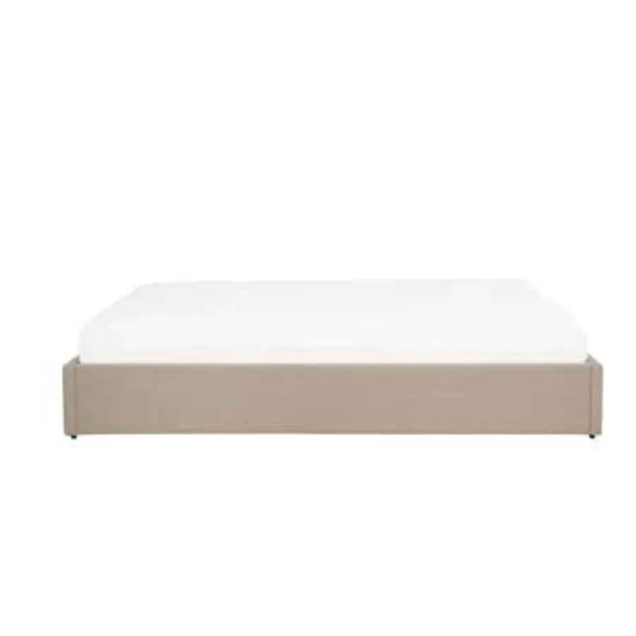 2-Persoons Bedden-Beliani DINAN - Tweepersoonsbed - Beige - 180 x 200 cm - Polyester