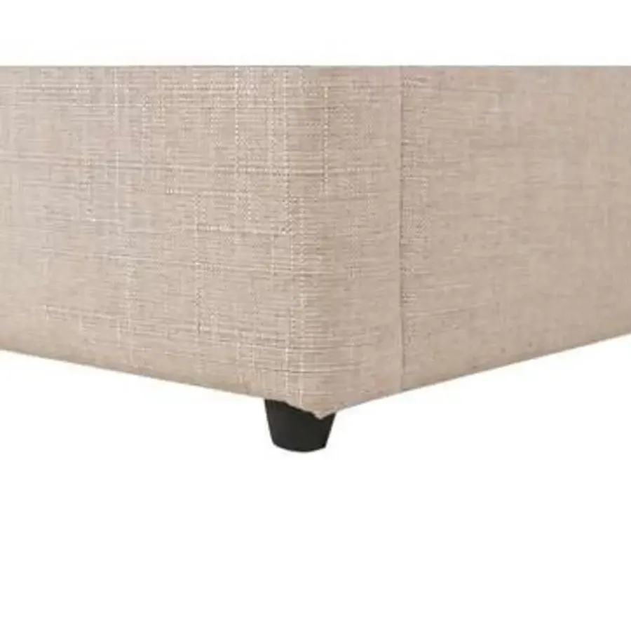 2-Persoons Bedden-Beliani DINAN - Tweepersoonsbed - Beige - 180 x 200 cm - Polyester
