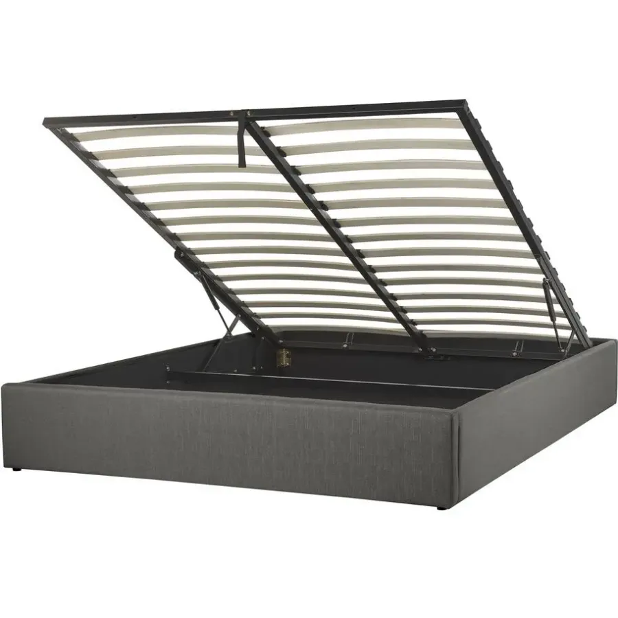 Beliani DINAN - Tweepersoonsbed - Grijs - 160 x 200 cm - Polyester