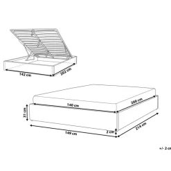 Beliani DINAN - Tweepersoonsbed - Lichtbeige - 140 x 200 cm - Polyester
