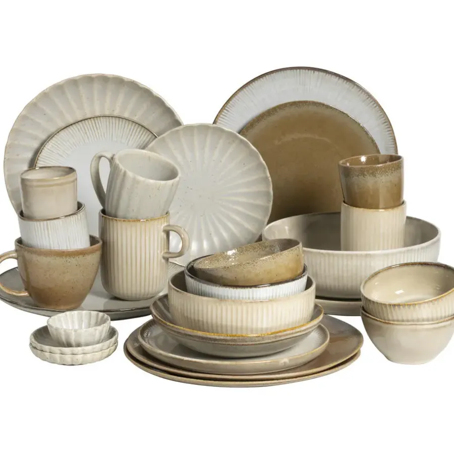 Dinerborden|Borden-Leen Bakker Dinerbord Flora off-white stoneware - Ø27,5cm