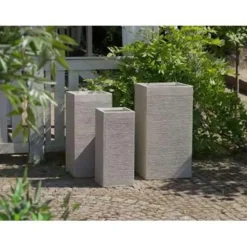 Bloempotten Voor Binnen-Beliani DION - Plantenbak - Lichtbeige - 40 cm - Klei-vezelmengsel