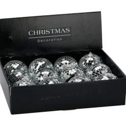 Kerstdecoratie-Merkloos Disco kerstbal - zilver - D7,5 cm - foam - spiegelbol - discobol