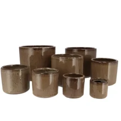 DK Design Bloempot Brown Glaze - taupe - D21 x H24 cm - glanzend
