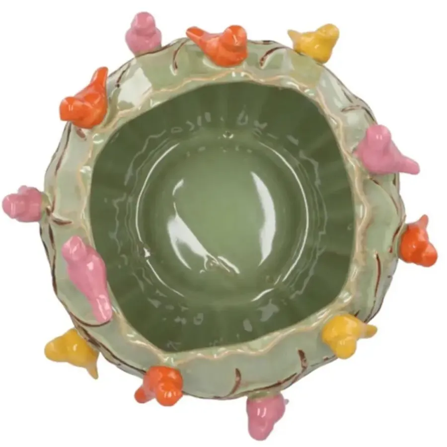 Bloempotten Voor Binnen-DK Design Bloempot/plantenpot Vogels - pistache - D26 x H20 cm