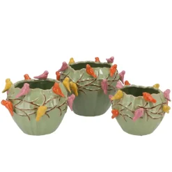 Bloempotten Voor Binnen-DK Design Bloempot/plantenpot Vogels - pistache - D26 x H20 cm
