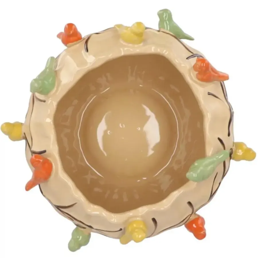 Bloempotten Voor Binnen-DK Design Bloempot/plantenpot Vogels - zandkleurig - D19 x H15 cm