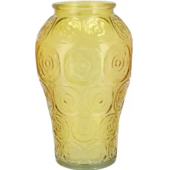 Vazen-DK Design boeket vaas Circle - glas - geel - 15 x 25 cm
