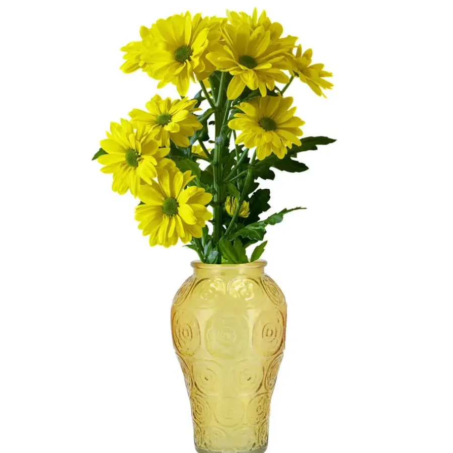 Vazen-DK Design boeket vaas Circle - glas - geel - 15 x 25 cm