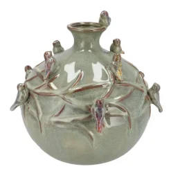 Vazen-DK Design Vaas Vogels - mosgroen - D23 x H23 cm