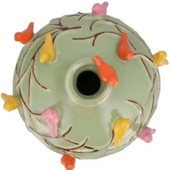 Vazen-DK Design Vaas Vogels - pistache groen - D18 x H18 cm