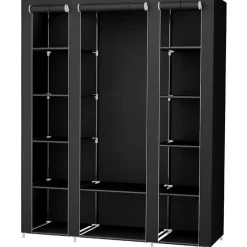 Kledingopbergers|Kledingrekken-Songmics Draagbare kledingkast, opvouwbare kast, 150x45x175 cm, zwart