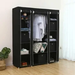 Kledingopbergers|Kledingrekken-Songmics Draagbare kledingkast, opvouwbare kast, 150x45x175 cm, zwart