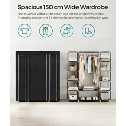 Kledingopbergers|Kledingrekken-Songmics Draagbare kledingkast, opvouwbare kast, 150x45x175 cm, zwart