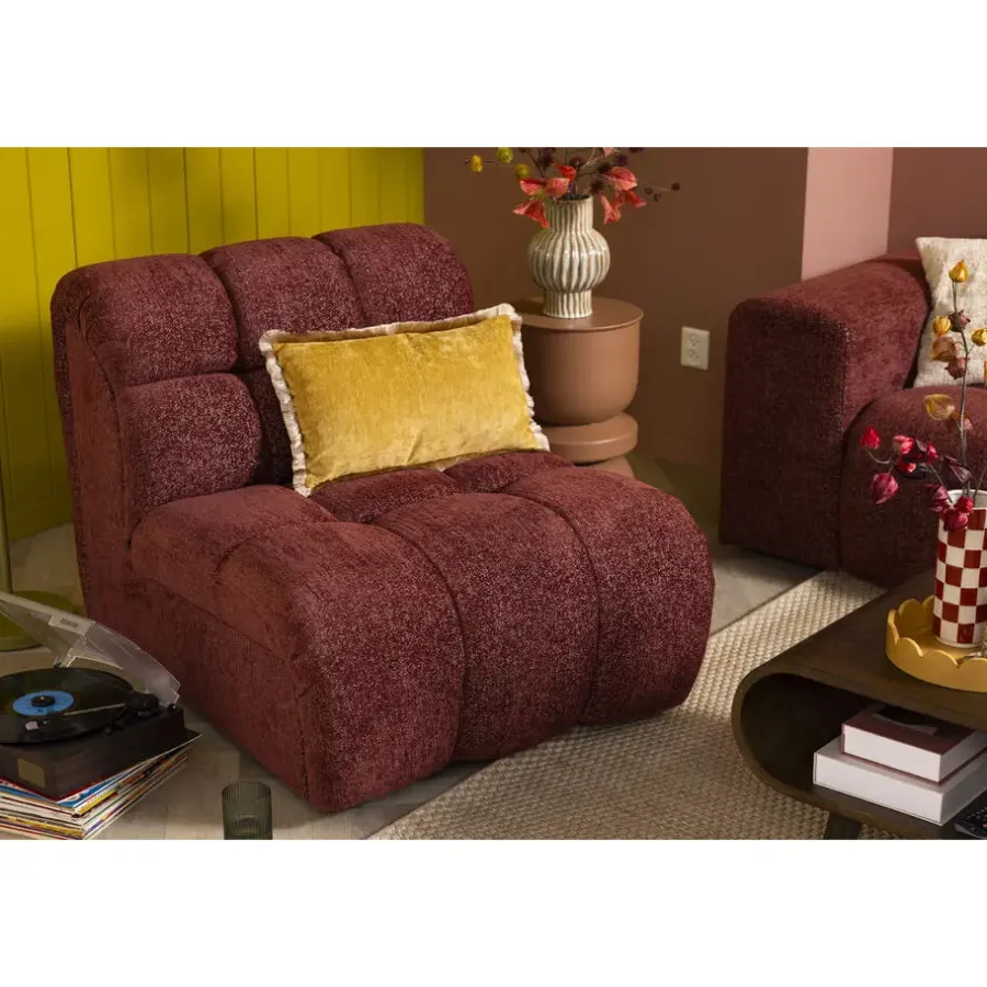 Fauteuils-Leen Bakker Draaifauteuil Beau - stof Raven - wijnrood