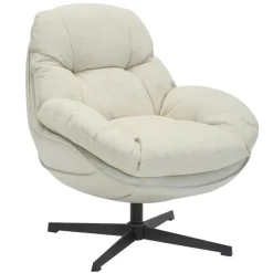 Fauteuils-Giga Meubel Draaifauteuil Beige - Zithoogte 50cm - Fauteuil Leonne