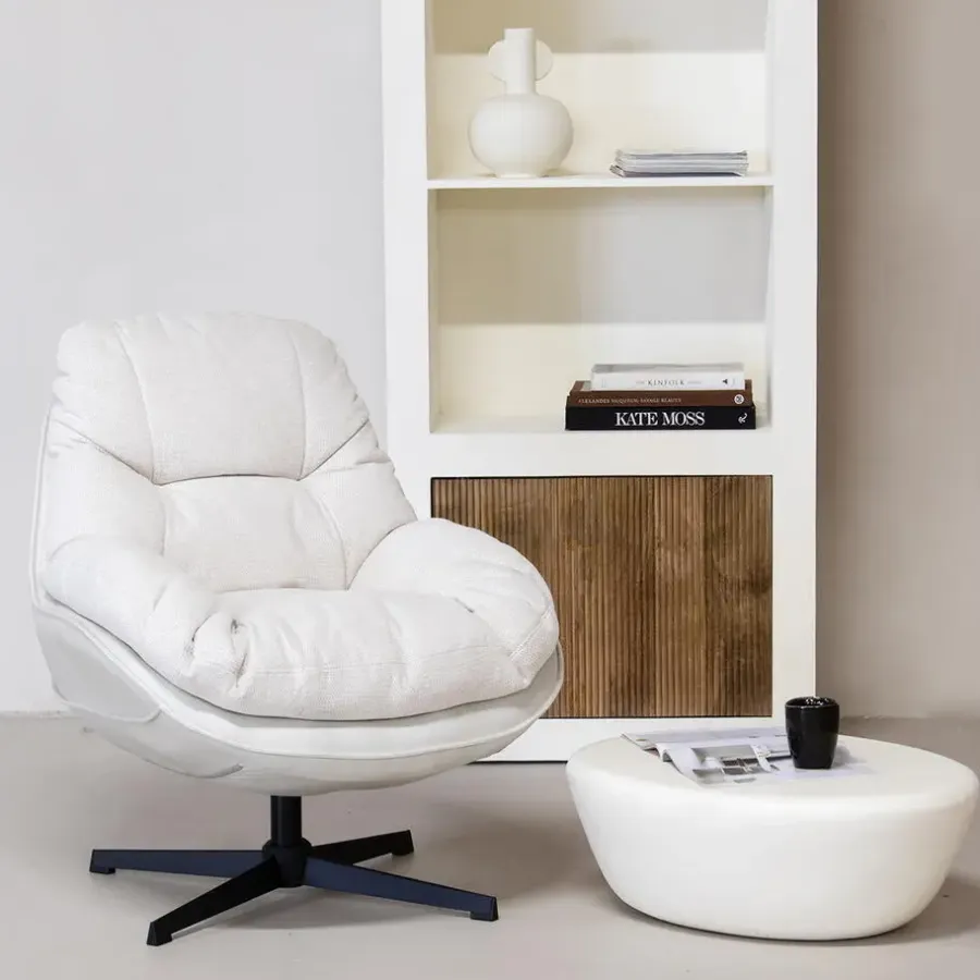 Fauteuils-Giga Meubel Draaifauteuil Beige - Zithoogte 50cm - Fauteuil Leonne