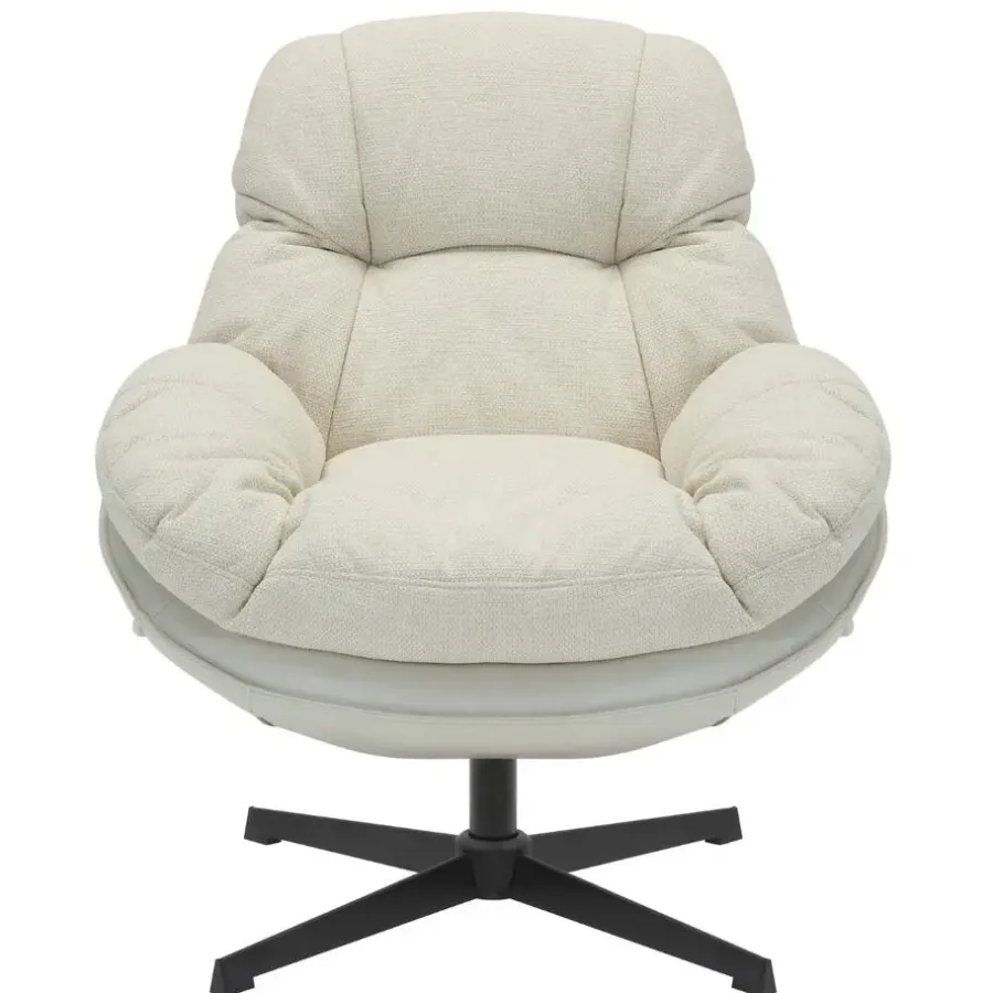Fauteuils-Giga Meubel Draaifauteuil Beige - Zithoogte 50cm - Fauteuil Leonne