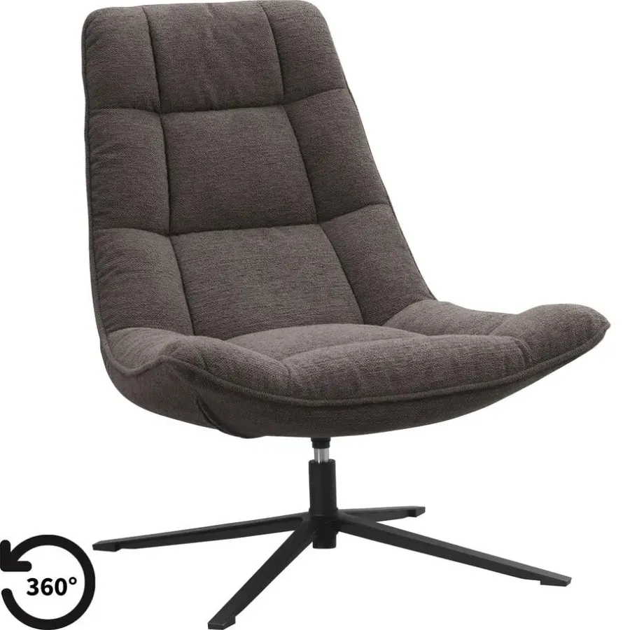Leen Bakker Draaifauteuil Emily - donkerbruin