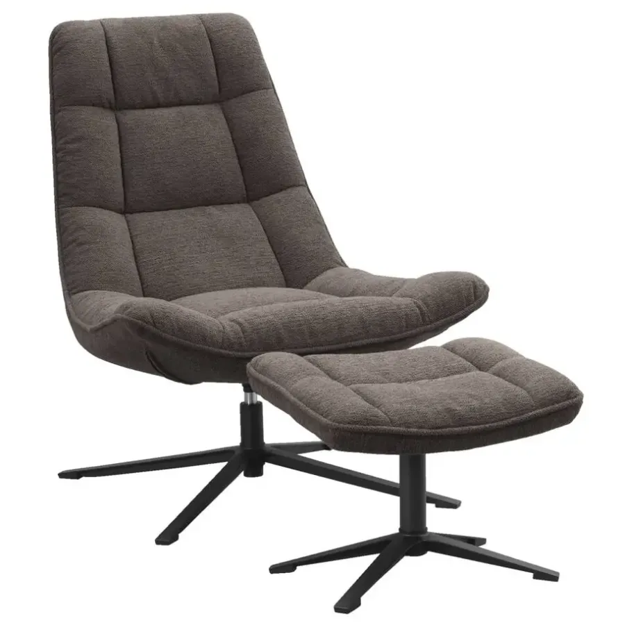 Leen Bakker Draaifauteuil Emily - donkerbruin