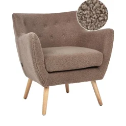 Beliani DRAMMEN - Chesterfield fauteuil - Bruin - Bouclé