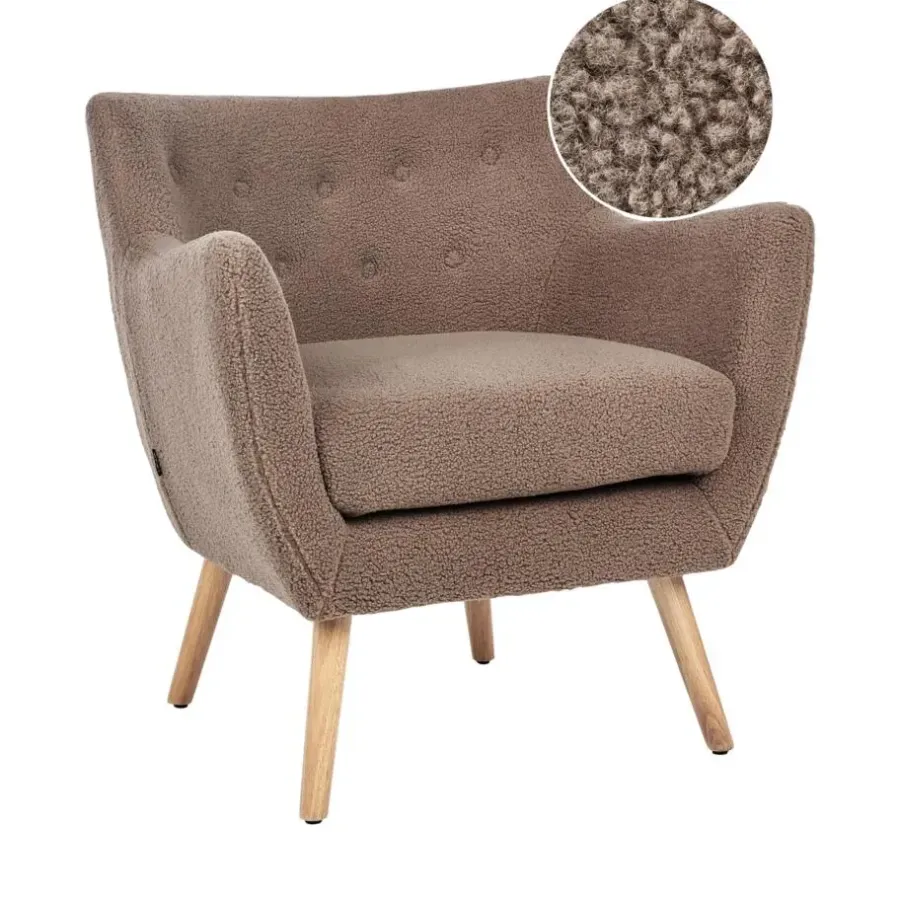 Beliani DRAMMEN - Chesterfield fauteuil - Bruin - Bouclé