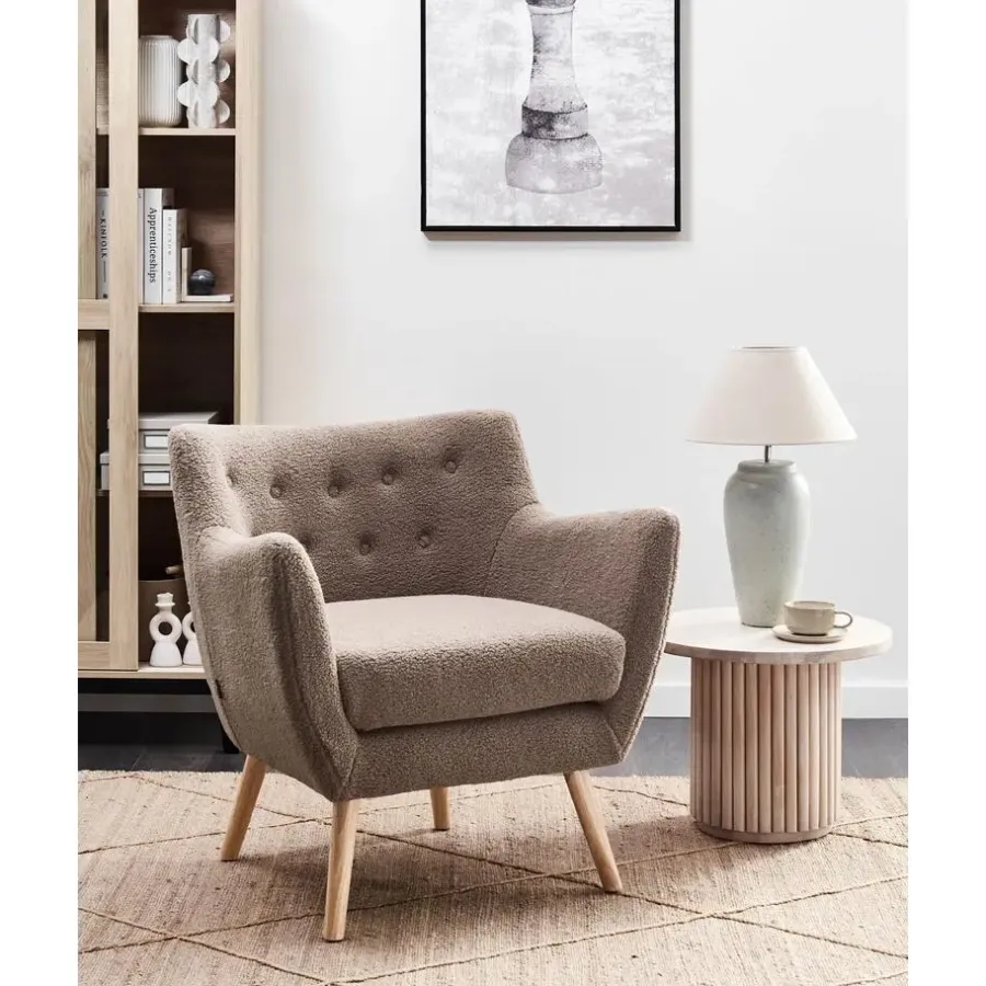 Beliani DRAMMEN - Chesterfield fauteuil - Bruin - Bouclé