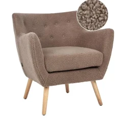 Beliani DRAMMEN - Chesterfield fauteuil - Bruin - Bouclé