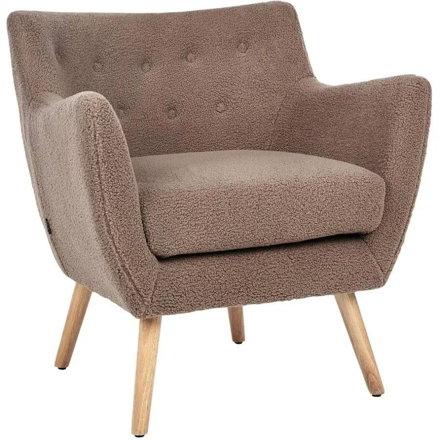 Beliani DRAMMEN - Chesterfield fauteuil - Bruin - Bouclé