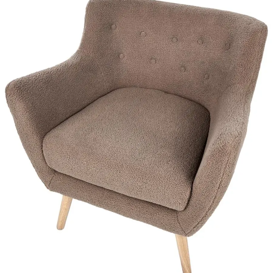 Beliani DRAMMEN - Chesterfield fauteuil - Bruin - Bouclé