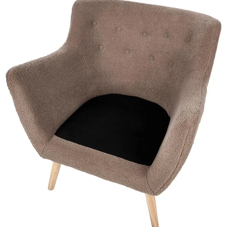 Beliani DRAMMEN - Chesterfield fauteuil - Bruin - Bouclé