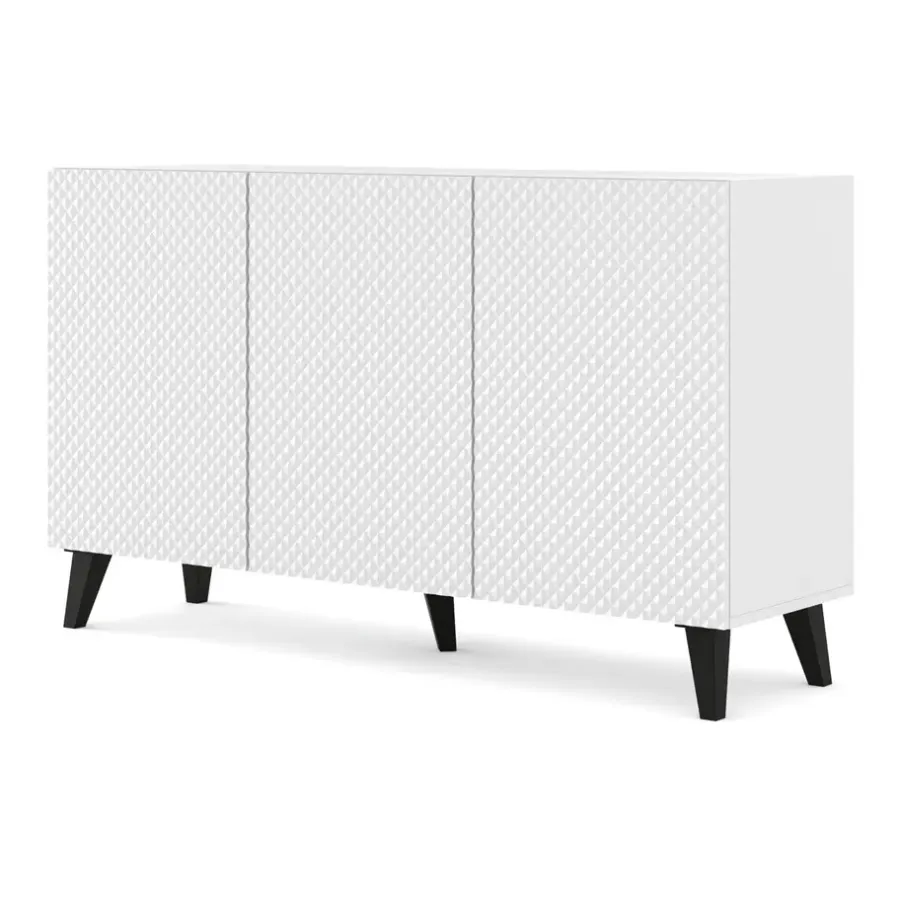 Dressoirs-Homlando Dressoir Ravenna PC 150 3D glanzend wit (fronten) deuren gefreesd