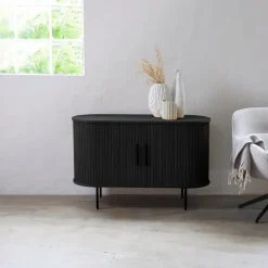 Dressoirs-Giga Living Dressoir Zwart Eikenhout - 120x45x76cm - Nola