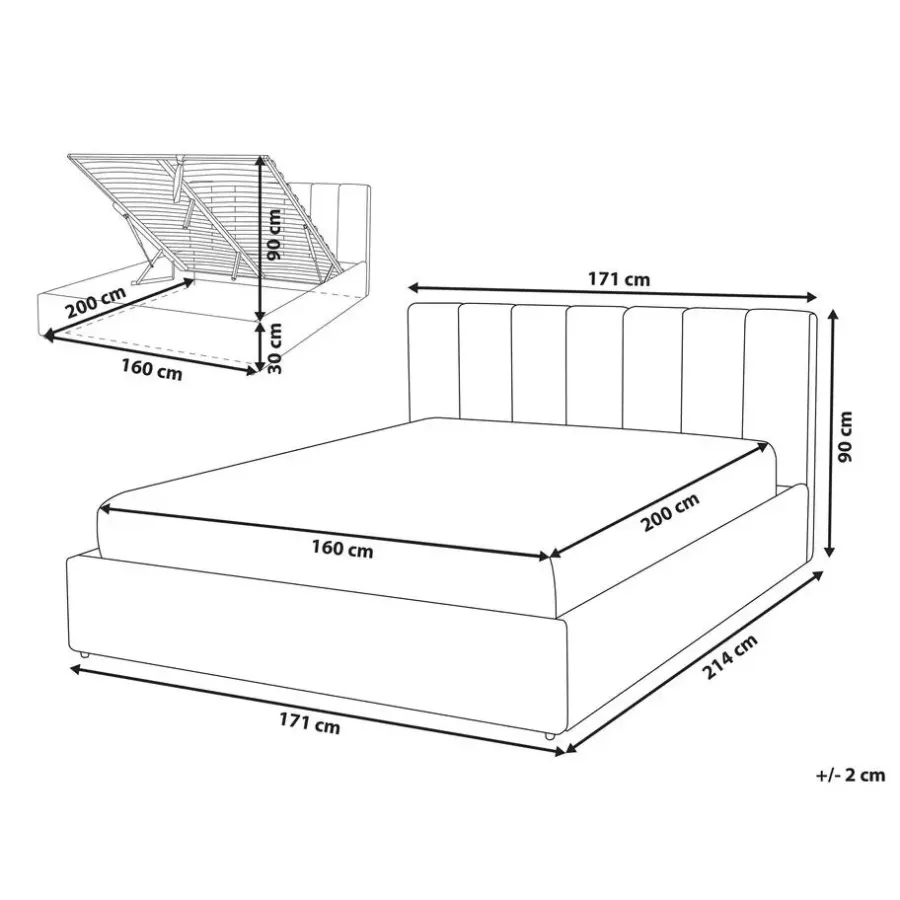2-Persoons Bedden-Beliani DREUX - Bed met opbergruimte - Beige - 160 x 200 cm - Polyester