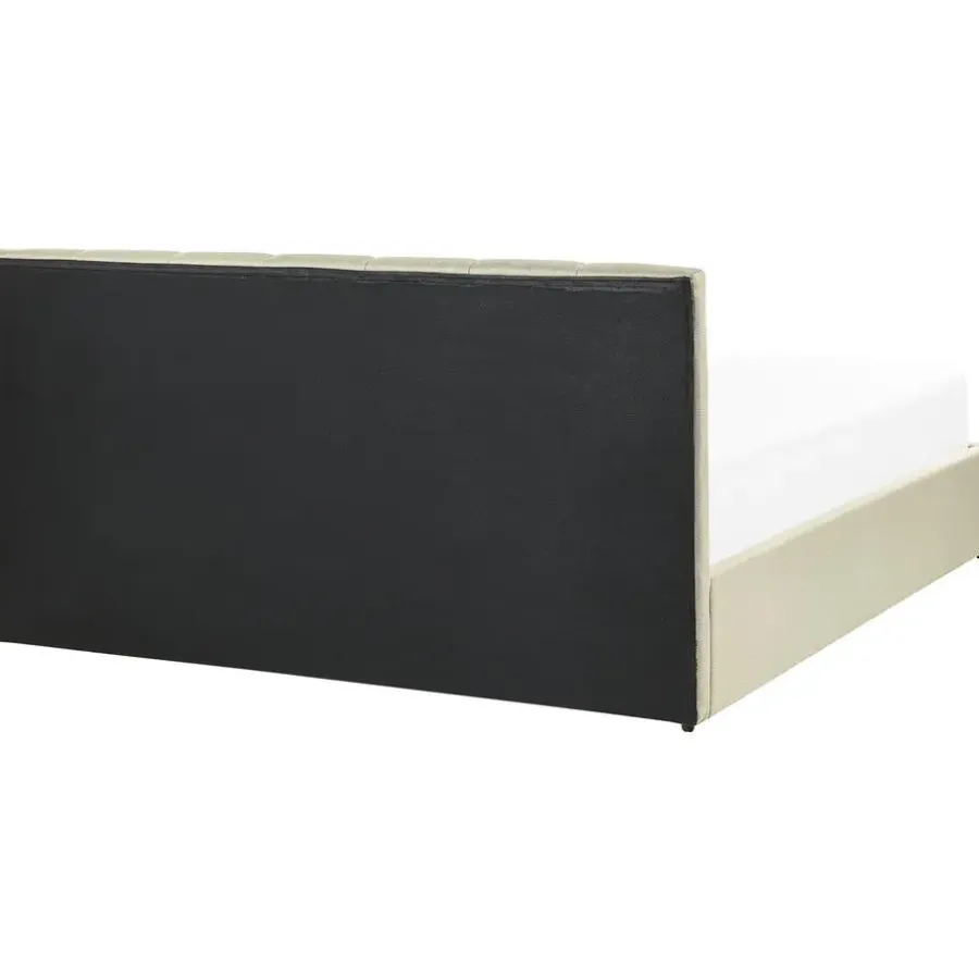 2-Persoons Bedden-Beliani DREUX - Bed met opbergruimte - Beige - 160 x 200 cm - Polyester